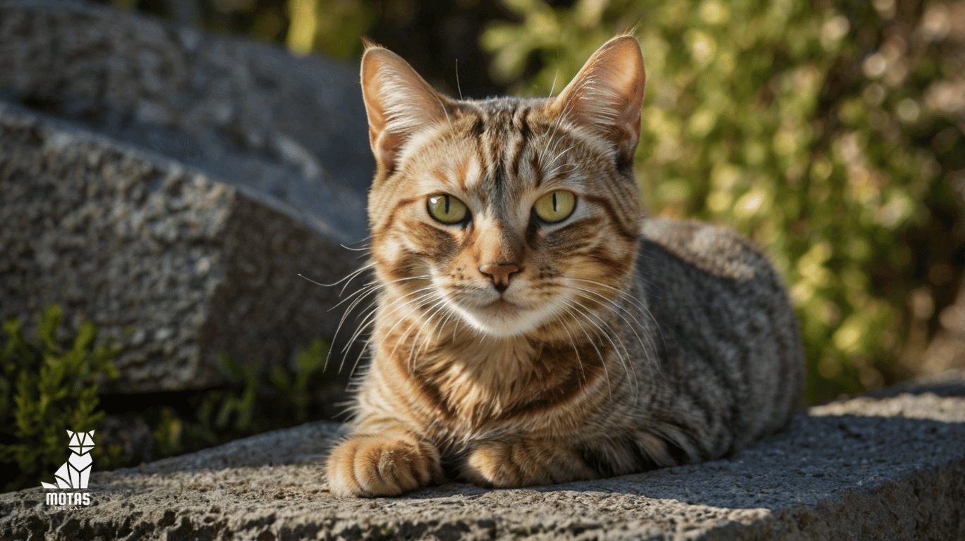 Whiskers Wearing a Harness Outdoors