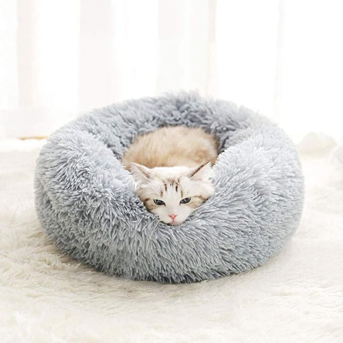 Soft Plush Round Pet Bed for Cats