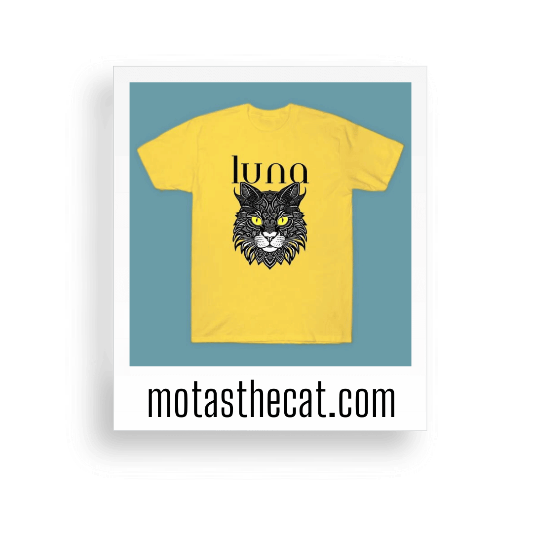 Luna yellow t-shirt a MotasTheCat.com product