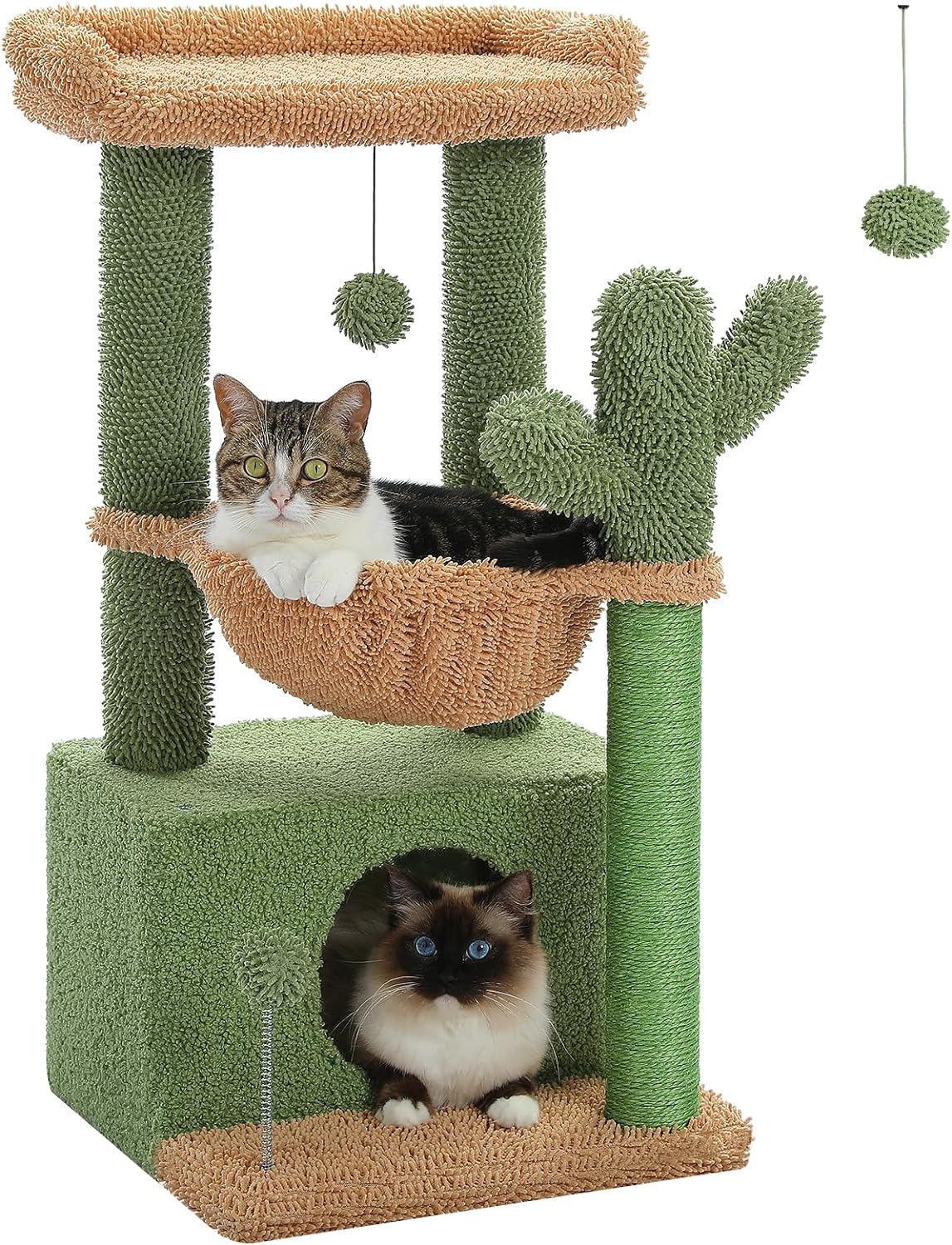 Cat Scratching Post for Cats with Deep Hammock& Cozy Top Perch