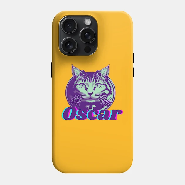 MotasTheCat iPhone 15 Pro Max case featuring Oscar, a charming printed cartoon cat face